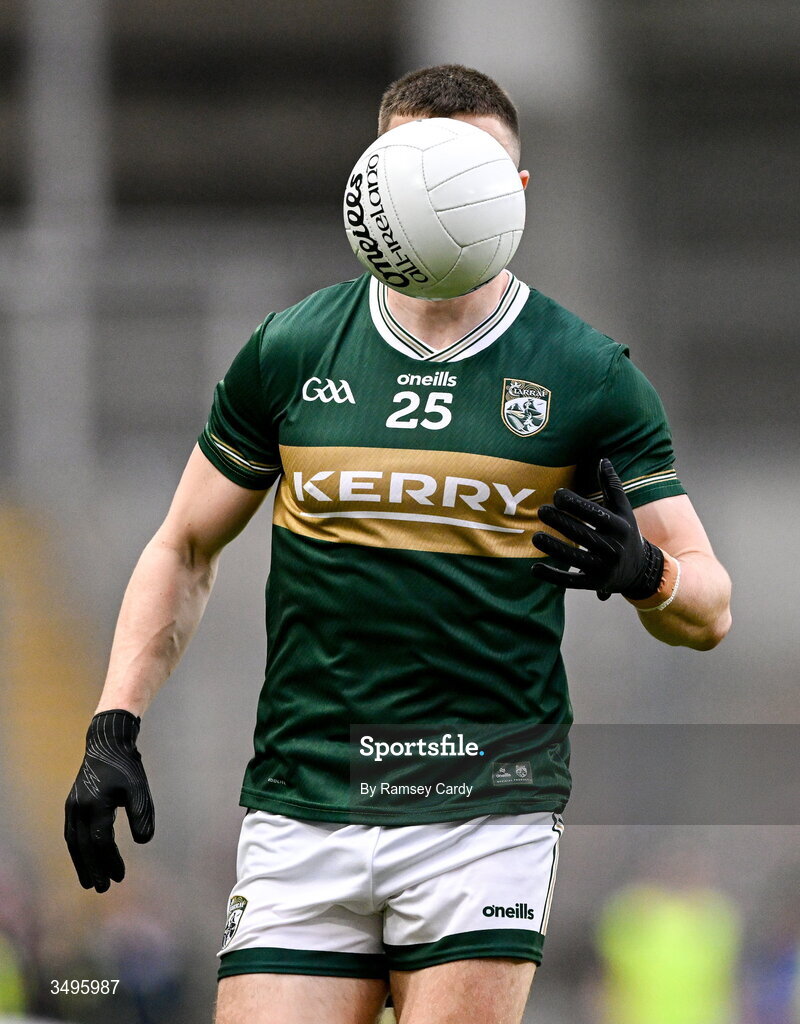 27 June 2026; Seán O'Shea of Kerry during the GAA Football All-Ireland Senior Championship quarter-final match between Kerry and Tyrone at Croke Park in Dublin. Photo by Ramsey Cardy/Sportsfile