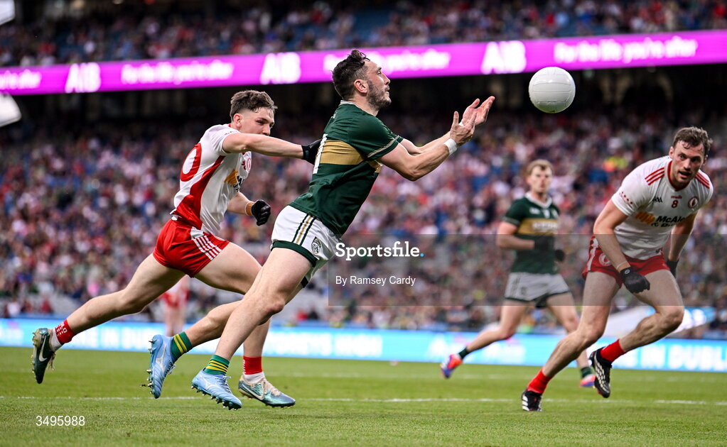 27 June 2026; Paudie Clifford of Kerry during the GAA Football All-Ireland Senior Championship quarter-final match between Kerry and Tyrone at Croke Park in Dublin. Photo by Ramsey Cardy/Sportsfile
