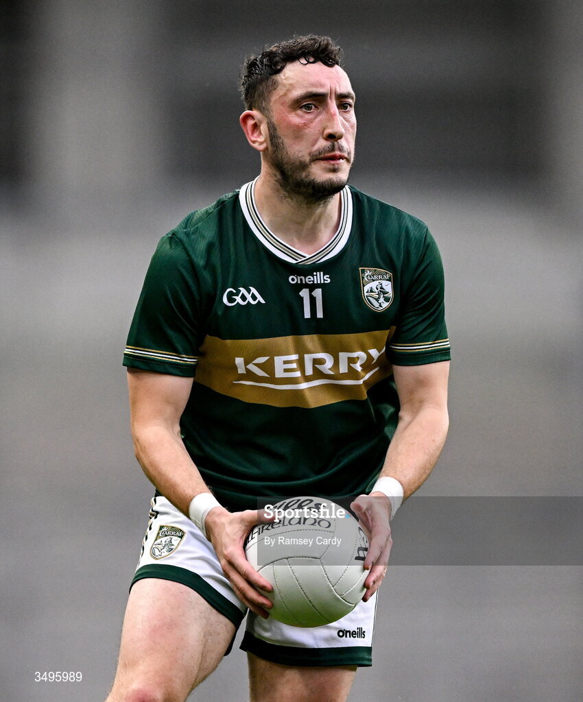 27 June 2026; Paudie Clifford of Kerry during the GAA Football All-Ireland Senior Championship quarter-final match between Kerry and Tyrone at Croke Park in Dublin. Photo by Ramsey Cardy/Sportsfile