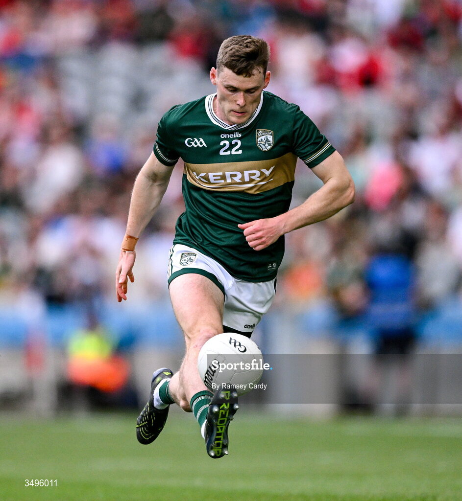 27 June 2026; Gavin White of Kerry during the GAA Football All-Ireland Senior Championship quarter-final match between Kerry and Tyrone at Croke Park in Dublin. Photo by Ramsey Cardy/Sportsfile