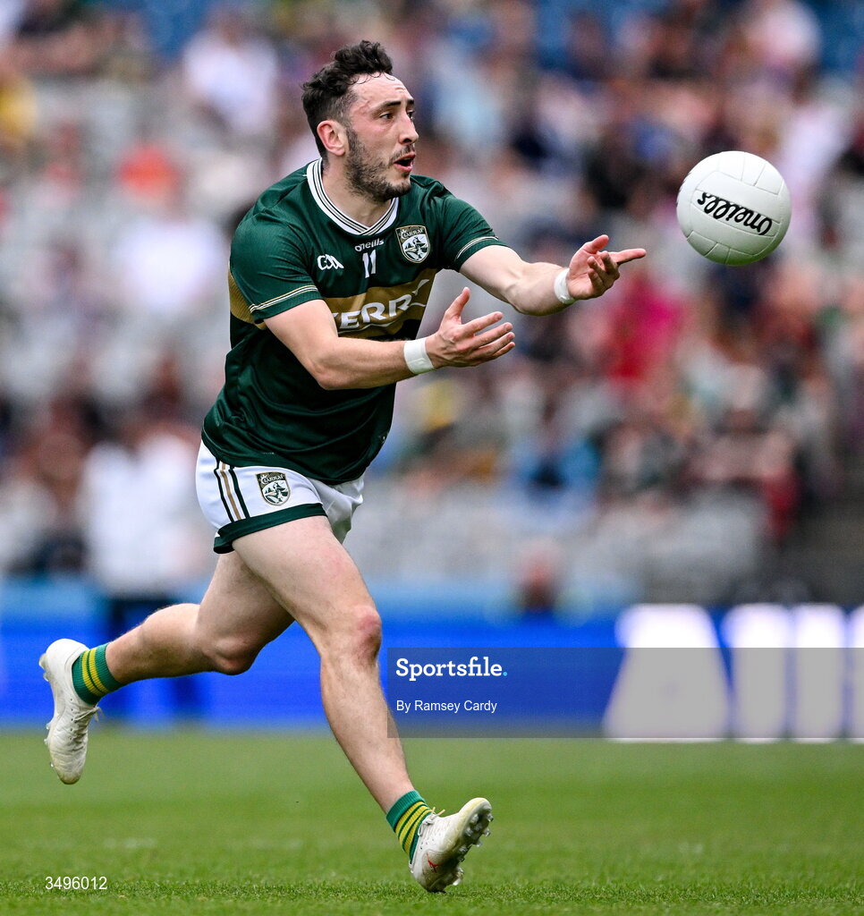 27 June 2026; Paudie Clifford of Kerry during the GAA Football All-Ireland Senior Championship quarter-final match between Kerry and Tyrone at Croke Park in Dublin. Photo by Ramsey Cardy/Sportsfile