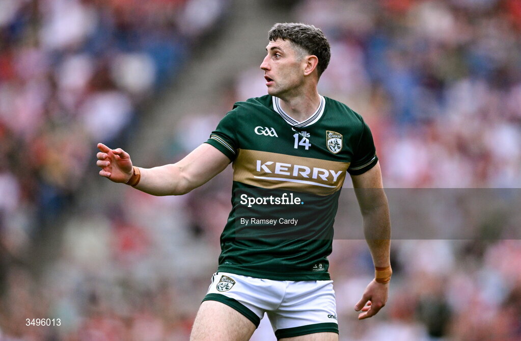 27 June 2026; Paul Geaney of Kerry during the GAA Football All-Ireland Senior Championship quarter-final match between Kerry and Tyrone at Croke Park in Dublin. Photo by Ramsey Cardy/Sportsfile