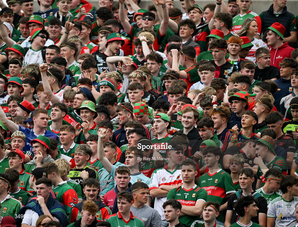27 June 2026; Mayo supporters, on Hill 16, before the GAA Football All-Ireland Senior Championship quarter-final match between Cork and Mayo at Croke Park in Dublin. Photo by Ray McManus/Sportsfile