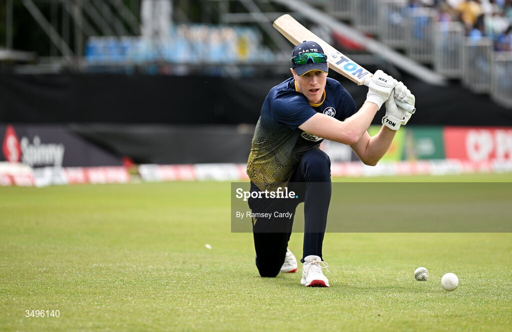 28 June 2026; Harry Tector of Ireland before match two of the Spinny Cup Men's T20 International series between Ireland and India at Stormont in Belfast.  Photo by Ramsey Cardy/Sportsfile