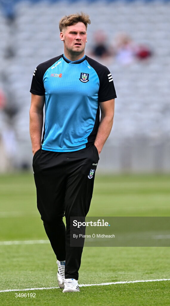 28 June 2026; Andrew Woods of Monaghan walks the pitch before the GAA Football All-Ireland Senior Championship quarter-final match between Louth and Monaghan at Croke Park in Dublin. Photo by Piaras Ó Mídheach/Sportsfile