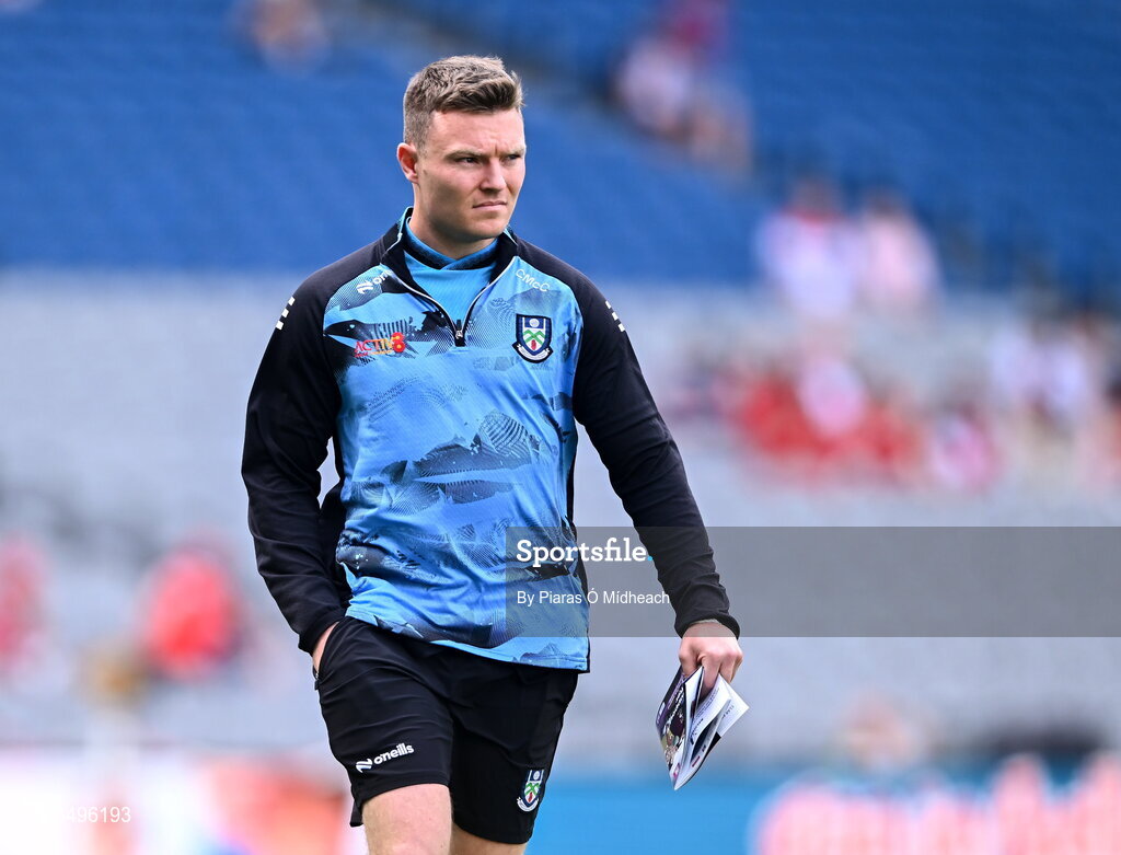 28 June 2026; Conor McCarthy of Monaghan walks the pitch before the GAA Football All-Ireland Senior Championship quarter-final match between Louth and Monaghan at Croke Park in Dublin. Photo by Piaras Ó Mídheach/Sportsfile