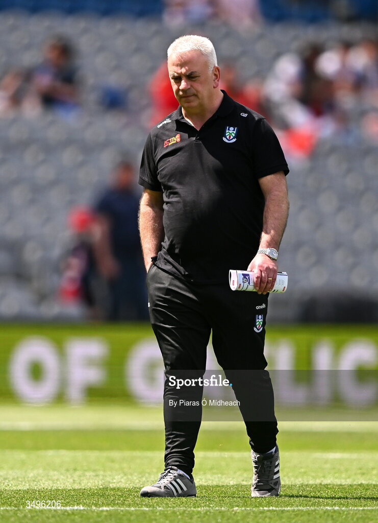 28 June 2026; Monaghan manager Gabriel Bannigan before the GAA Football All-Ireland Senior Championship quarter-final match between Louth and Monaghan at Croke Park in Dublin. Photo by Piaras Ó Mídheach/Sportsfile