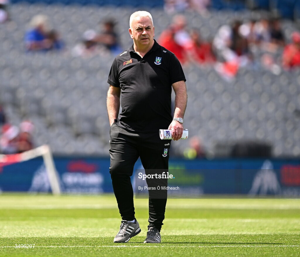 28 June 2026; Monaghan manager Gabriel Bannigan before the GAA Football All-Ireland Senior Championship quarter-final match between Louth and Monaghan at Croke Park in Dublin. Photo by Piaras Ó Mídheach/Sportsfile