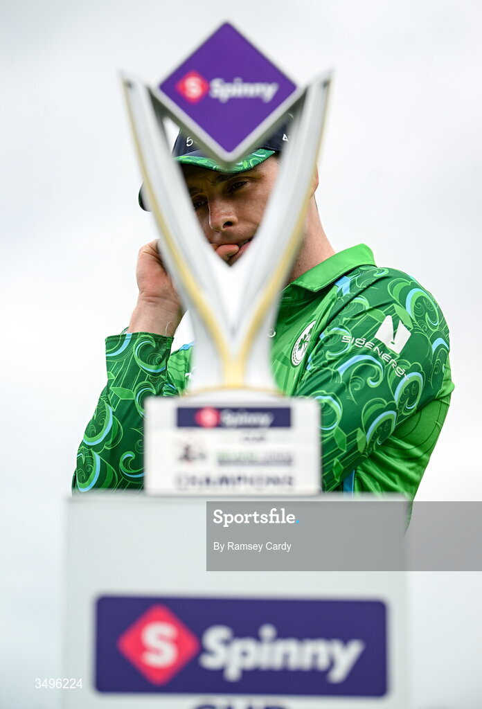 28 June 2026; Ireland captain Lorcan Tucker before match two of the Spinny Cup Men's T20 International series between Ireland and India at Stormont in Belfast.  Photo by Ramsey Cardy/Sportsfile