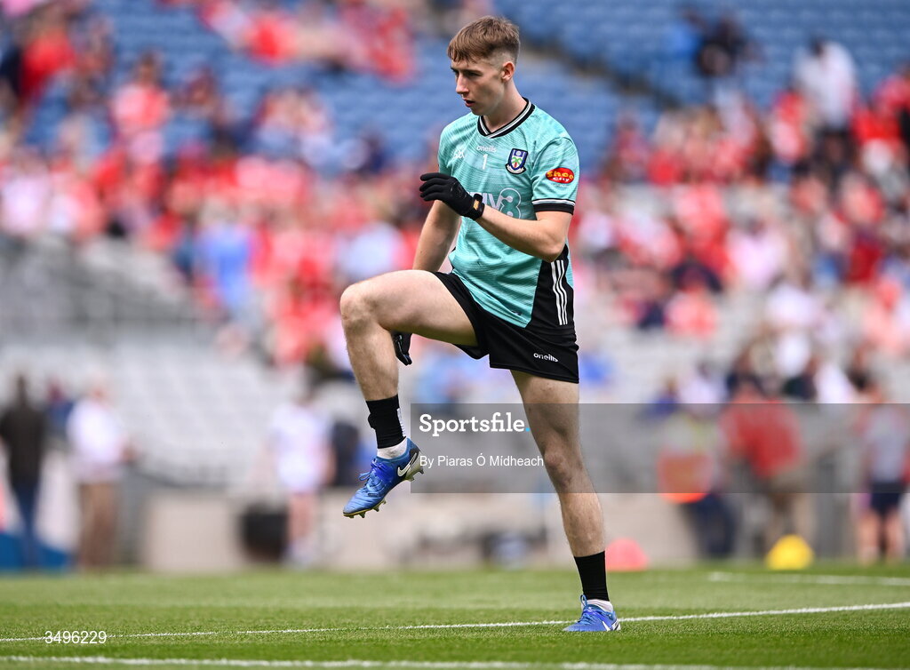 28 June 2026; Monaghan goalkeeper Jamie Mooney, who replaces Rory Beggan in the squad, warms up before the GAA Football All-Ireland Senior Championship quarter-final match between Louth and Monaghan at Croke Park in Dublin. Photo by Piaras Ó Mídheach/Sportsfile