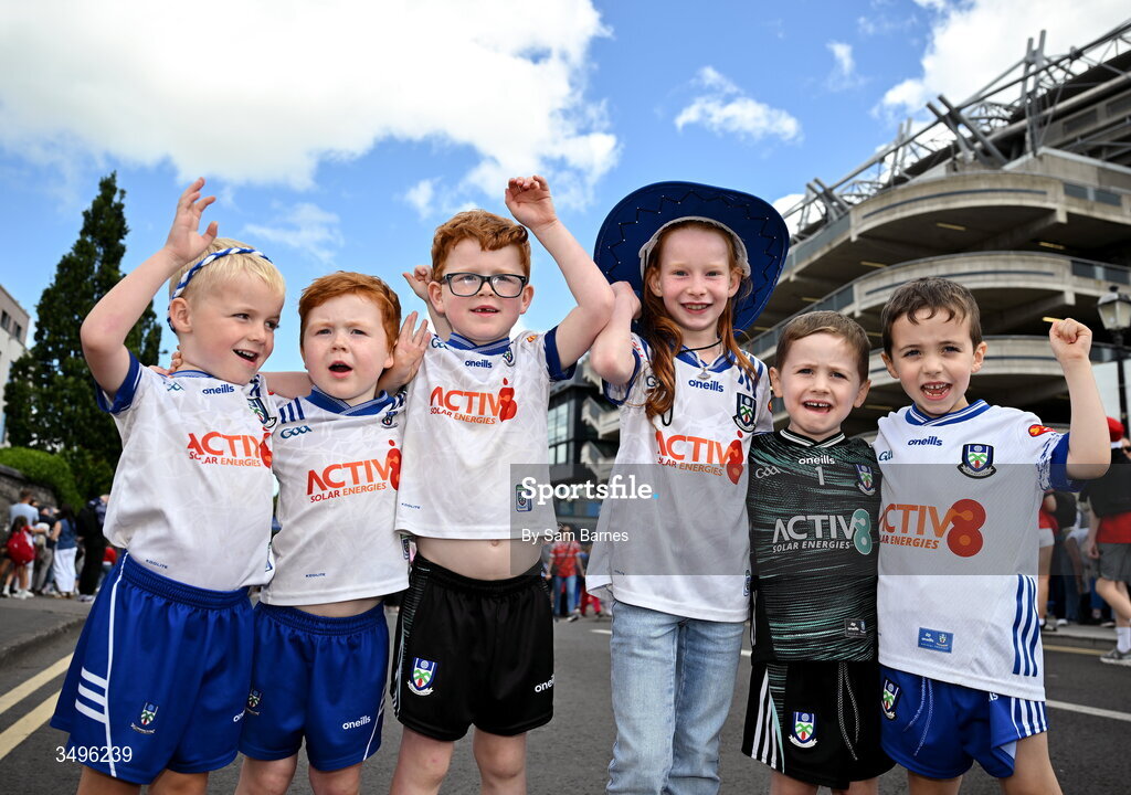28 June 2026; Monaghan supporters from Tyholland and Three Mile Cross before the GAA Football All-Ireland Senior Championship quarter-final match between Louth and Monaghan at Croke Park in Dublin. Photo by Sam Barnes/Sportsfile