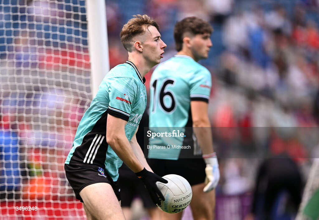 28 June 2026; Monaghan goalkeeper Jamie Mooney, who replaces Rory Beggan in the squad, warms up before the GAA Football All-Ireland Senior Championship quarter-final match between Louth and Monaghan at Croke Park in Dublin. Photo by Piaras Ó Mídheach/Sportsfile