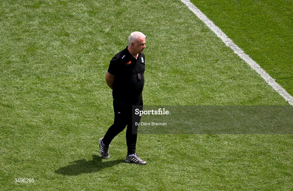 28 June 2026; Monaghan manager Gabriel Bannigan ahead of the GAA Football All-Ireland Senior Championship quarter-final match between Louth and Monaghan at Croke Park in Dublin. Photo by Daire Brennan/Sportsfile