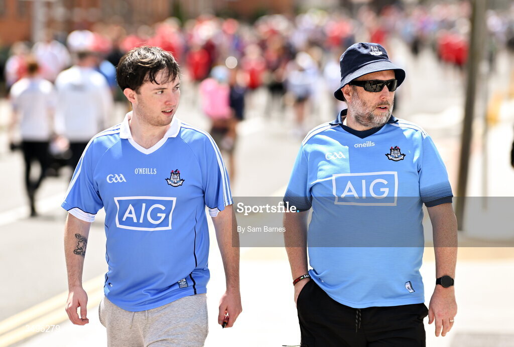 28 June 2026; Dublin supporters arrive before the GAA Football All-Ireland Senior Championship quarter-final match between Dublin and Galway at Croke Park in Dublin. Photo by Sam Barnes/Sportsfile