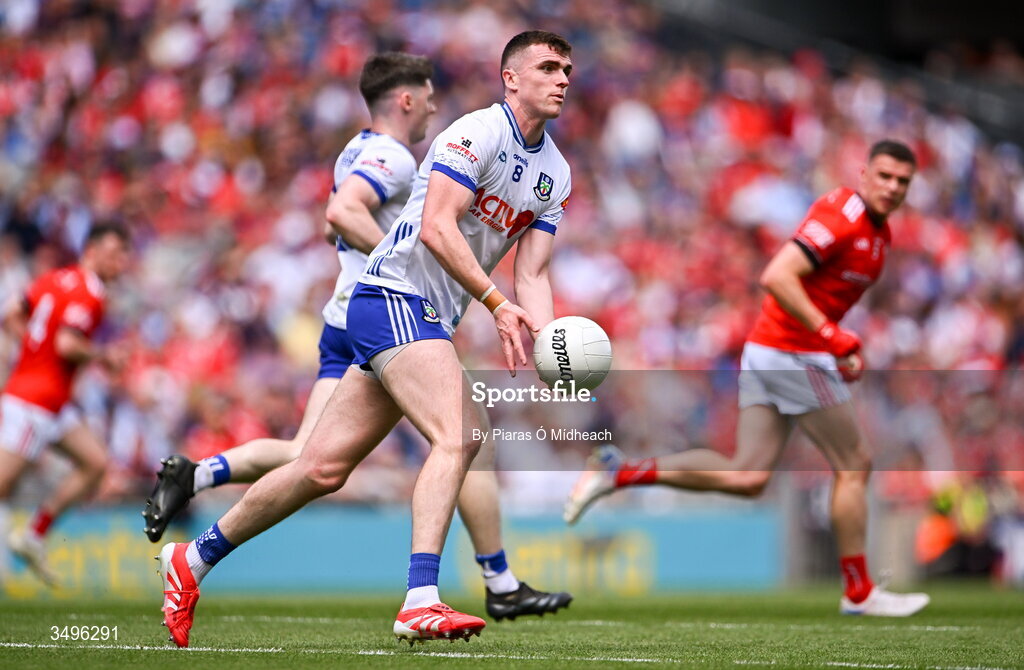 28 June 2026; Mícheál McCarville of Monaghan during the GAA Football All-Ireland Senior Championship quarter-final match between Louth and Monaghan at Croke Park in Dublin. Photo by Piaras Ó Mídheach/Sportsfile
