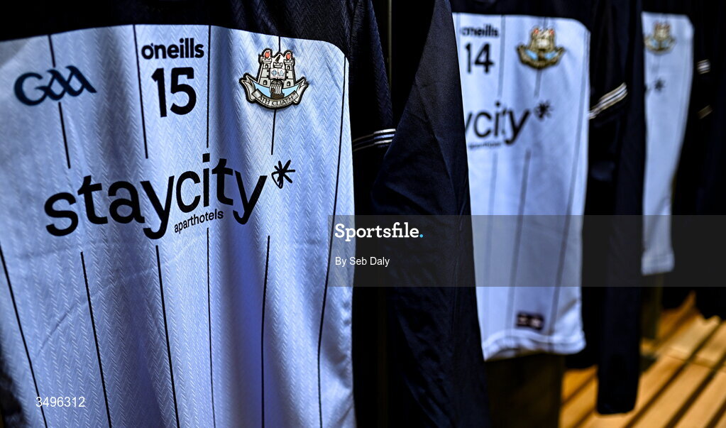 28 June 2026; The jersery of Dublin's Cormac Costello in the dressing room before the GAA Football All-Ireland Senior Championship quarter-final match between Dublin and Galway at Croke Park in Dublin. Photo by Seb Daly/Sportsfile