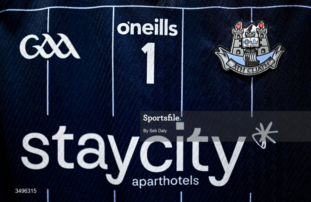 28 June 2026; The jersey of Dublin goalkeeper Evan Comerford in the dressing room before the GAA Football All-Ireland Senior Championship quarter-final match between Dublin and Galway at Croke Park in Dublin. Photo by Seb Daly/Sportsfile