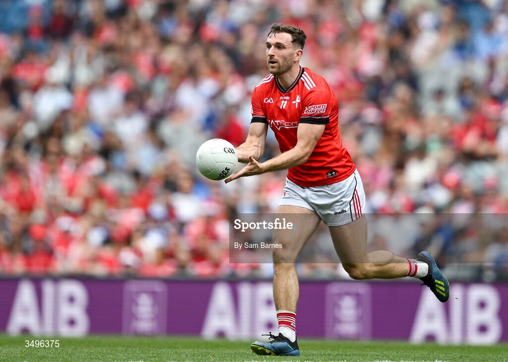 28 June 2026; Sam Mulroy of Louth during the GAA Football All-Ireland Senior Championship quarter-final match between Louth and Monaghan at Croke Park in Dublin. Photo by Sam Barnes/Sportsfile