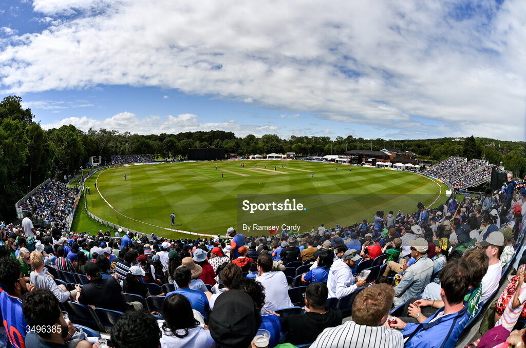 28 June 2026; A general view during match two of the Spinny Cup Men's T20 International series between Ireland and India at Stormont in Belfast.  Photo by Ramsey Cardy/Sportsfile