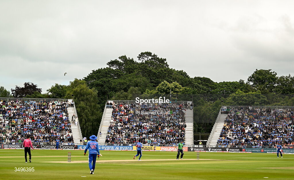 28 June 2026; A general view during match two of the Spinny Cup Men's T20 International series between Ireland and India at Stormont in Belfast.  Photo by Ramsey Cardy/Sportsfile