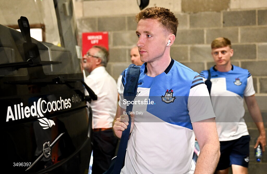 28 June 2026; Paddy Small of Dublin arrives before the GAA Football All-Ireland Senior Championship quarter-final match between Dublin and Galway at Croke Park in Dublin. Photo by Seb Daly/Sportsfile