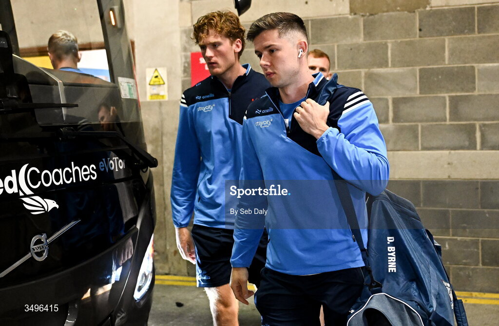 28 June 2026; David Byrne of Dublin arrives before the GAA Football All-Ireland Senior Championship quarter-final match between Dublin and Galway at Croke Park in Dublin. Photo by Seb Daly/Sportsfile