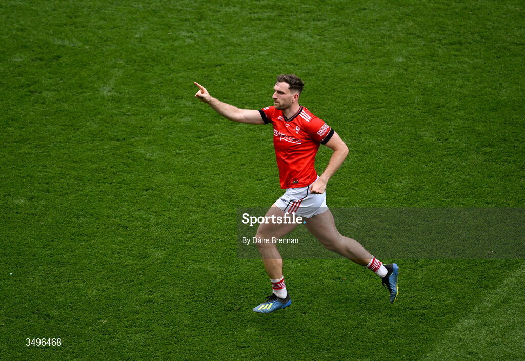 28 June 2026; Sam Mulroy of Louth celebrates after the GAA Football All-Ireland Senior Championship quarter-final match between Louth and Monaghan at Croke Park in Dublin. Photo by Daire Brennan/Sportsfile