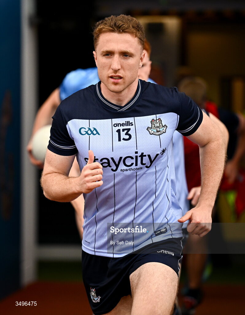 28 June 2026; Paddy Small of Dublin before the GAA Football All-Ireland Senior Championship quarter-final match between Dublin and Galway at Croke Park in Dublin. Photo by Seb Daly/Sportsfile