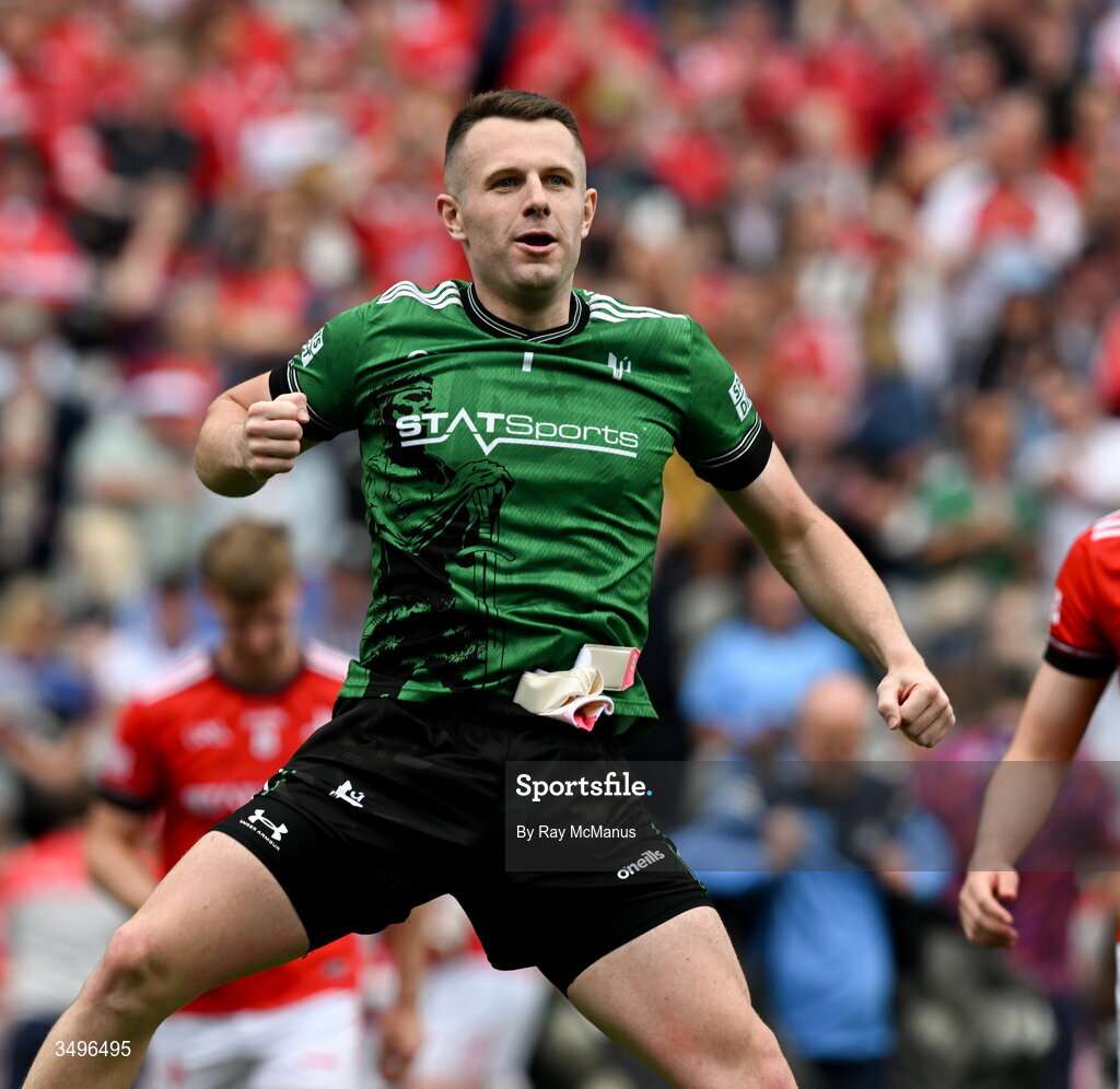 28 June 2026; Louth goalkeeper Niall McDonnell celebrates after the GAA Football All-Ireland Senior Championship quarter-final match between Louth and Monaghan at Croke Park in Dublin. Photo by Ray McManus/Sportsfile