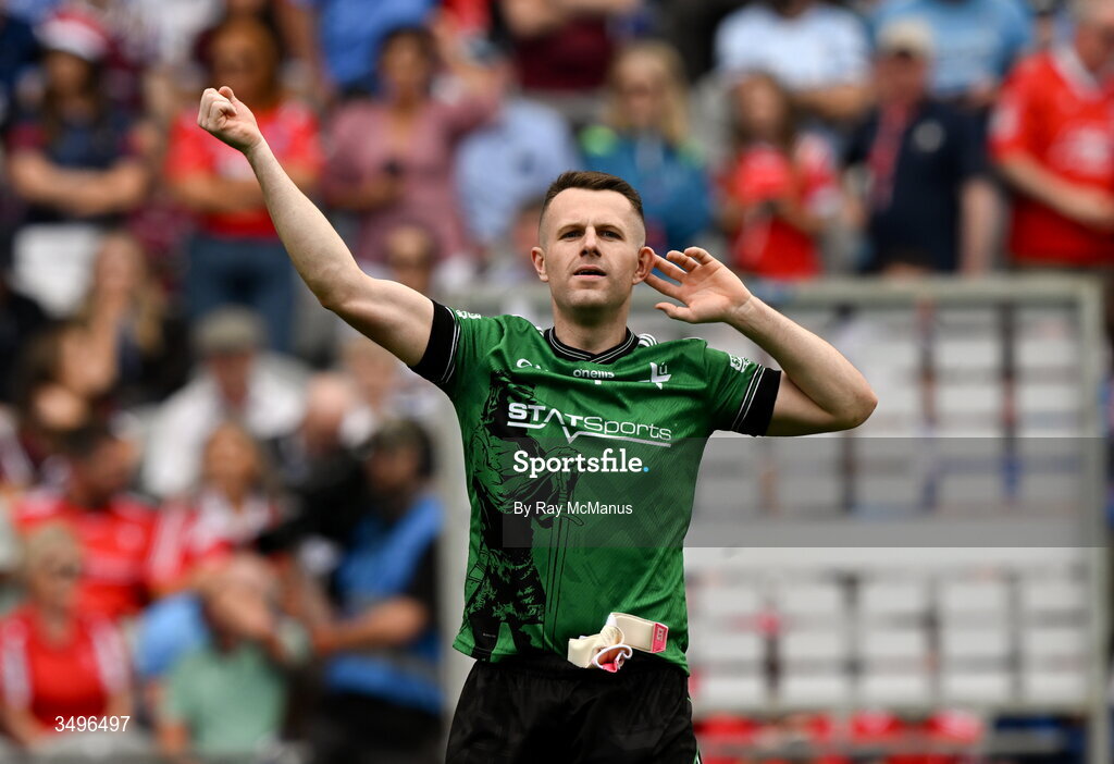 28 June 2026; Louth goalkeeper Niall McDonnell celebrates after the GAA Football All-Ireland Senior Championship quarter-final match between Louth and Monaghan at Croke Park in Dublin. Photo by Ray McManus/Sportsfile