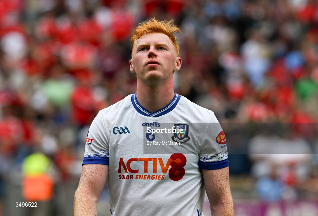 28 June 2026; Ryan O'Toole of Monaghan after the GAA Football All-Ireland Senior Championship quarter-final match between Louth and Monaghan at Croke Park in Dublin. Photo by Ray McManus/Sportsfile