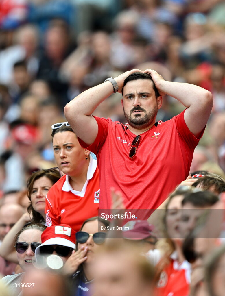 28 June 2026; Louth supporters during the GAA Football All-Ireland Senior Championship quarter-final match between Louth and Monaghan at Croke Park in Dublin. Photo by Sam Barnes/Sportsfile
