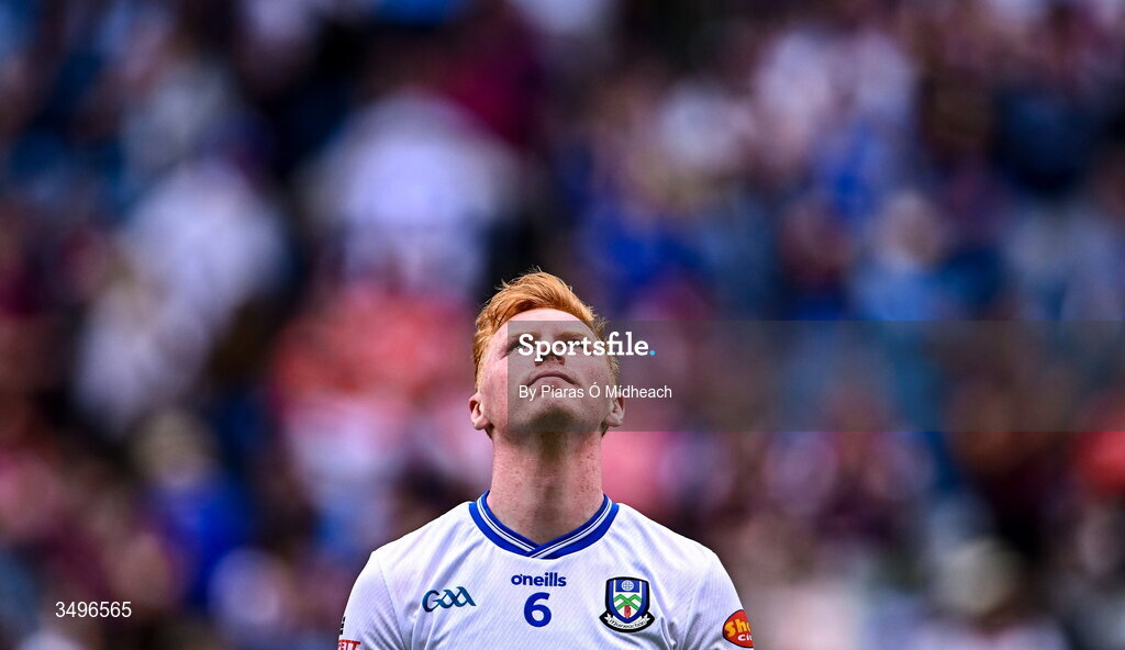 28 June 2026; Ryan O'Toole of Monaghan dejected after his side's defeat in the GAA Football All-Ireland Senior Championship quarter-final match between Louth and Monaghan at Croke Park in Dublin. Photo by Piaras Ó Mídheach/Sportsfile