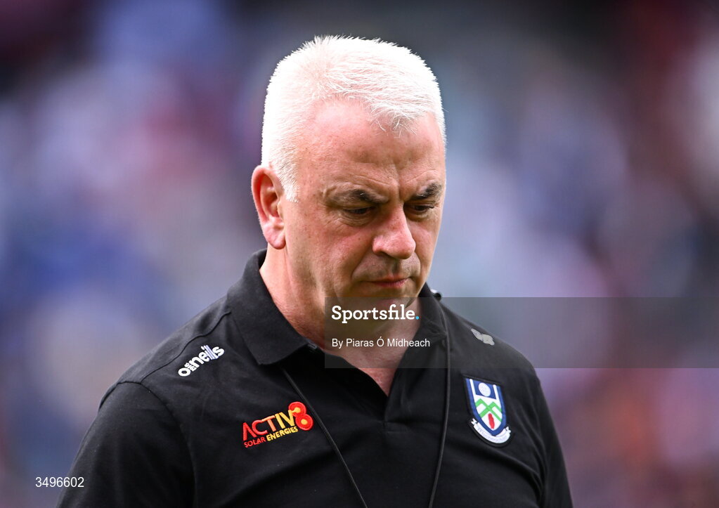 28 June 2026; Monaghan manager Gabriel Bannigan after his side's defeat in the GAA Football All-Ireland Senior Championship quarter-final match between Louth and Monaghan at Croke Park in Dublin. Photo by Piaras Ó Mídheach/Sportsfile