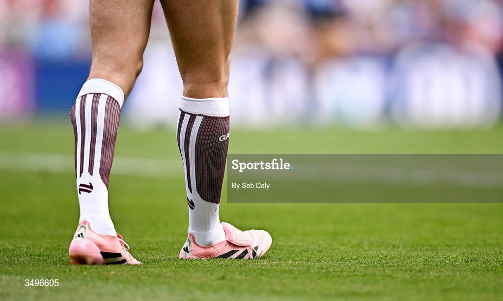 28 June 2026; The boots and socks of Galway's Shane Walsh during the GAA Football All-Ireland Senior Championship quarter-final match between Dublin and Galway at Croke Park in Dublin. Photo by Seb Daly/Sportsfile