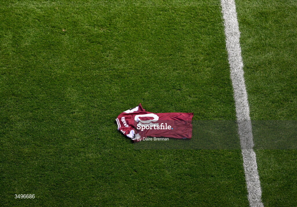 28 June 2026; The Galway number 10 jersey is laid out in honour of former Galway footballer Paul Clancy, who died during the week, ahead of the GAA Football All-Ireland Senior Championship quarter-final match between Dublin and Galway at Croke Park in Dublin. Photo by Daire Brennan/Sportsfile