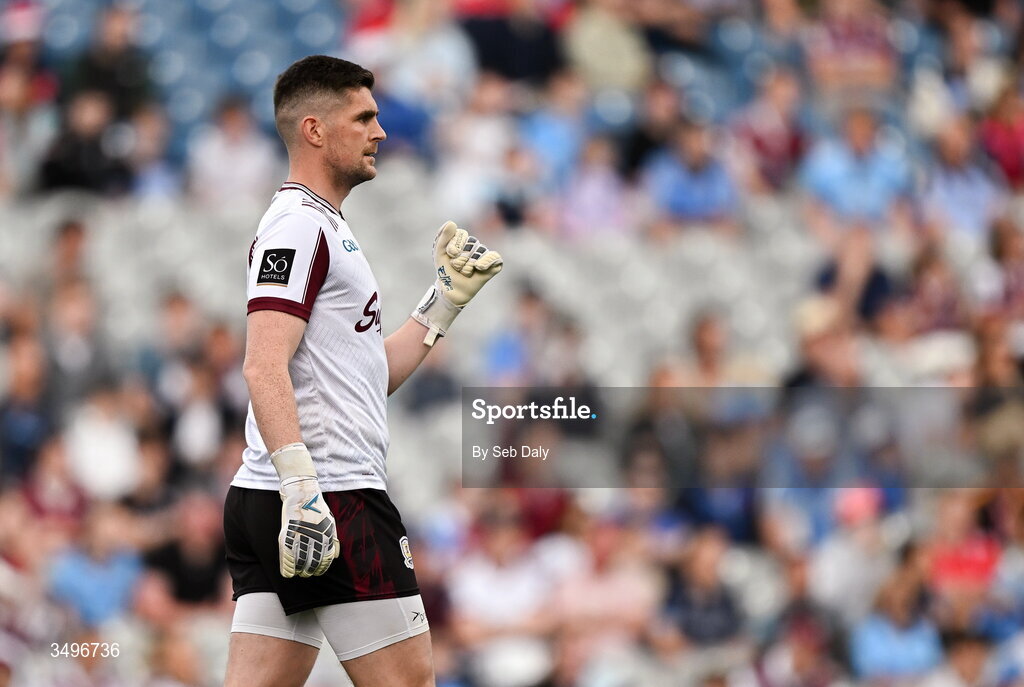 28 June 2026; Galway goalkeeper Connor Gleeson during the GAA Football All-Ireland Senior Championship quarter-final match between Dublin and Galway at Croke Park in Dublin. Photo by Seb Daly/Sportsfile