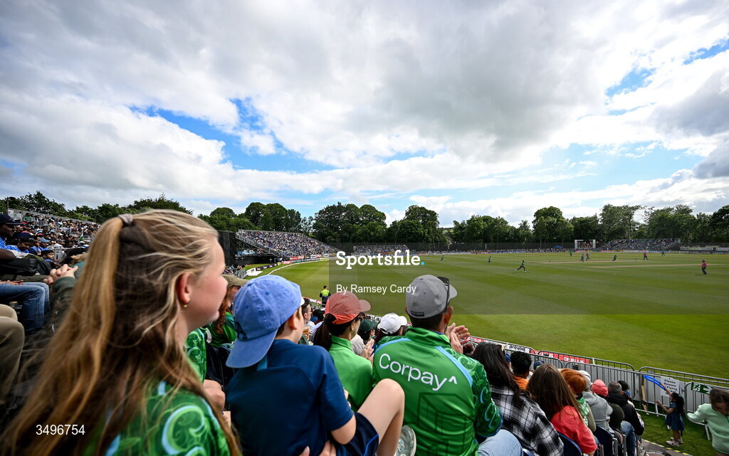 28 June 2026; A general view during match two of the Spinny Cup Men's T20 International series between Ireland and India at Stormont in Belfast.  Photo by Ramsey Cardy/Sportsfile