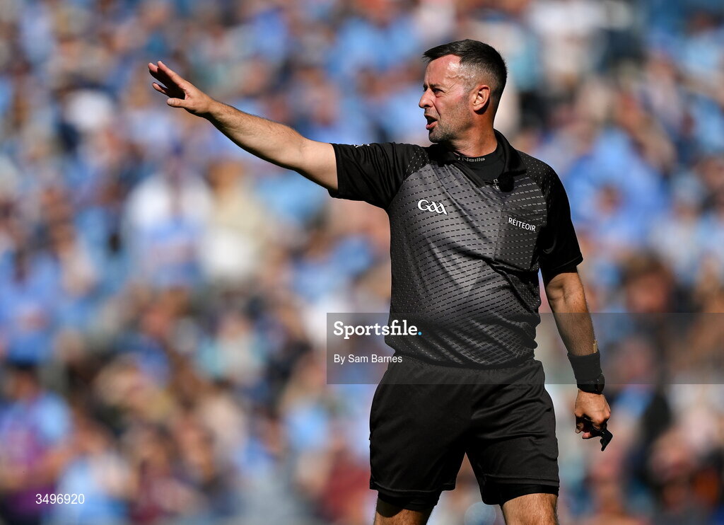 28 June 2026; Referee David Gough during the GAA Football All-Ireland Senior Championship quarter-final match between Dublin and Galway at Croke Park in Dublin. Photo by Sam Barnes/Sportsfile