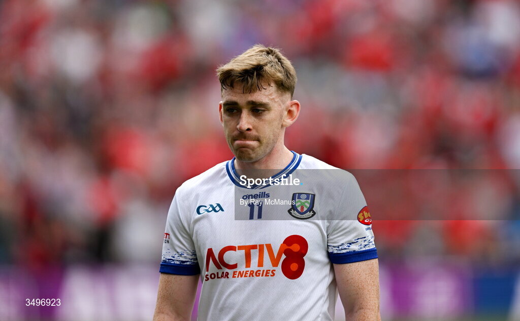 28 June 2026; Mícheál Bannigan of Monaghan after the GAA Football All-Ireland Senior Championship quarter-final match between Louth and Monaghan at Croke Park in Dublin. Photo by Ray McManus/Sportsfile