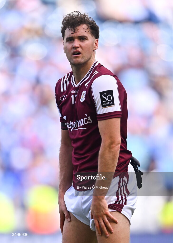 28 June 2026; Robert Finnerty of Galway after his side's defeat in the GAA Football All-Ireland Senior Championship quarter-final match between Dublin and Galway at Croke Park in Dublin. Photo by Piaras Ó Mídheach/Sportsfile