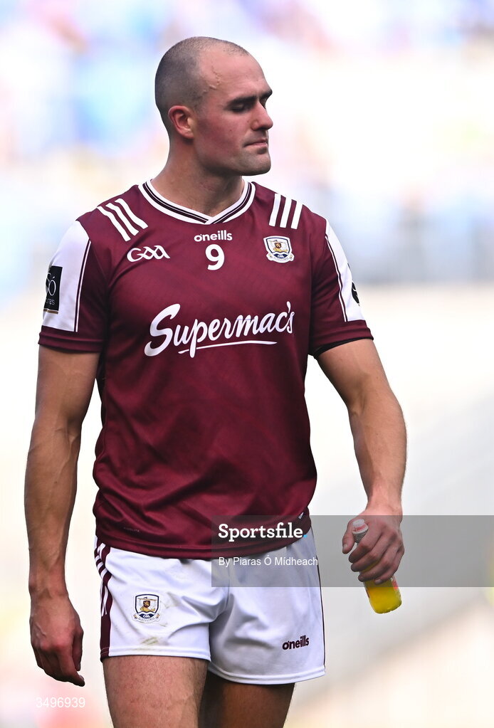 28 June 2026; John Maher of Galway after his side's defeat in the GAA Football All-Ireland Senior Championship quarter-final match between Dublin and Galway at Croke Park in Dublin. Photo by Piaras Ó Mídheach/Sportsfile