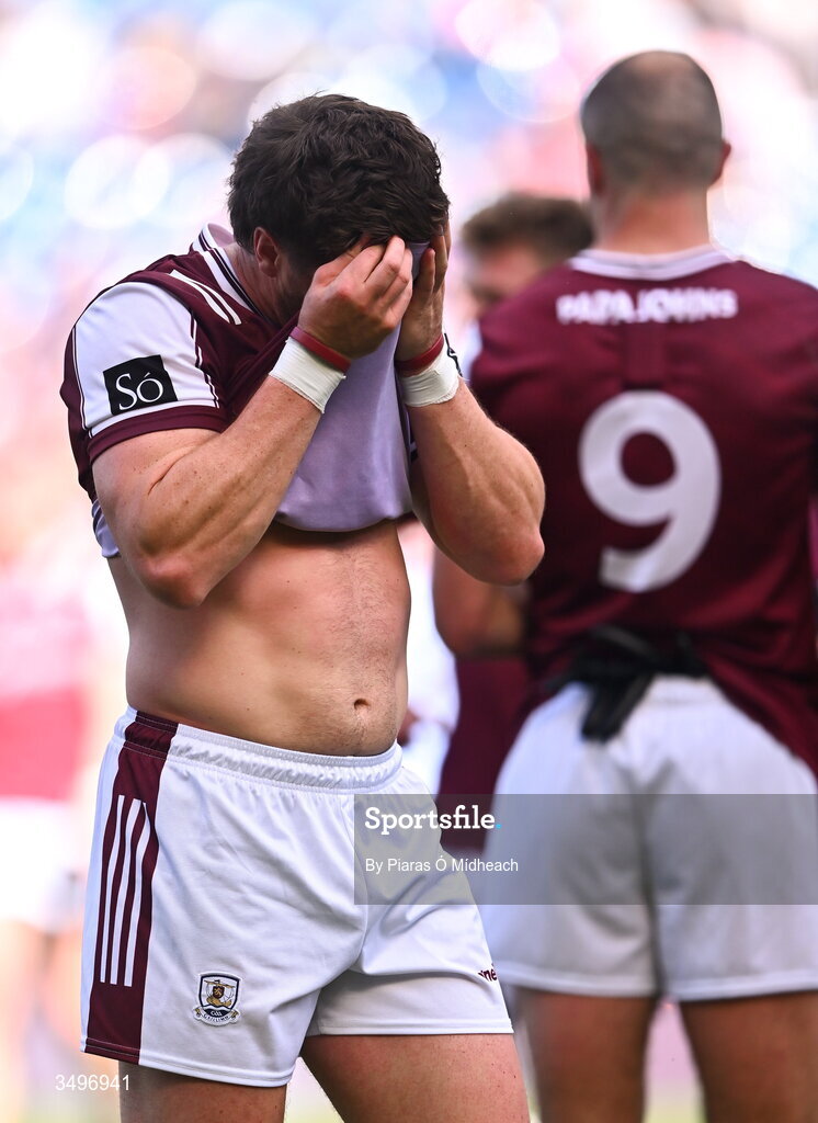 28 June 2026; Shane Walsh of Galway after his side's defeat in the GAA Football All-Ireland Senior Championship quarter-final match between Dublin and Galway at Croke Park in Dublin. Photo by Piaras Ó Mídheach/Sportsfile