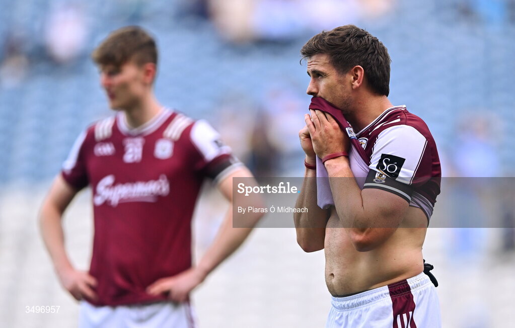 28 June 2026; Shane Walsh of Galway after his side's defeat in the GAA Football All-Ireland Senior Championship quarter-final match between Dublin and Galway at Croke Park in Dublin. Photo by Piaras Ó Mídheach/Sportsfile