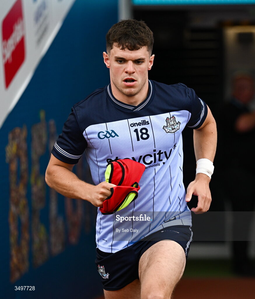 28 June 2026; Liam Smith of Dublin before the GAA Football All-Ireland Senior Championship quarter-final match between Dublin and Galway at Croke Park in Dublin. Photo by Seb Daly/Sportsfile