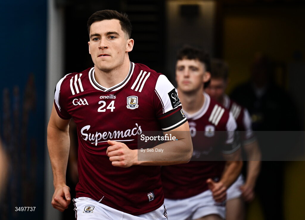 28 June 2026; Finnian Ó Laoi of Galway before the GAA Football All-Ireland Senior Championship quarter-final match between Dublin and Galway at Croke Park in Dublin. Photo by Seb Daly/Sportsfile
