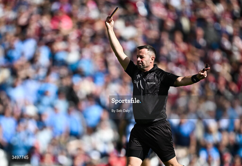 28 June 2026; Referee David Gough during the GAA Football All-Ireland Senior Championship quarter-final match between Dublin and Galway at Croke Park in Dublin. Photo by Seb Daly/Sportsfile