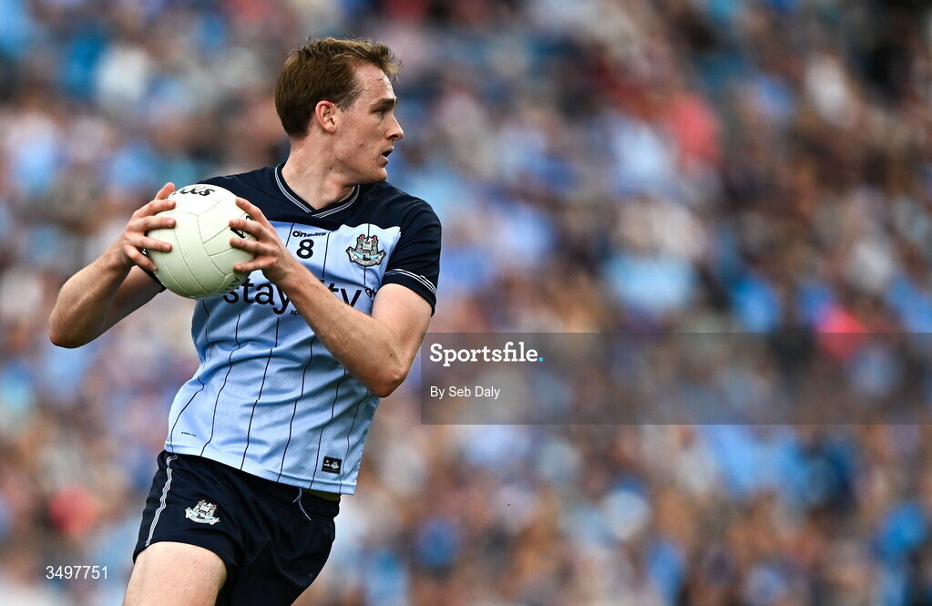 28 June 2026; Peadar Ó Cofaigh Byrne of Dublin during the GAA Football All-Ireland Senior Championship quarter-final match between Dublin and Galway at Croke Park in Dublin. Photo by Seb Daly/Sportsfile