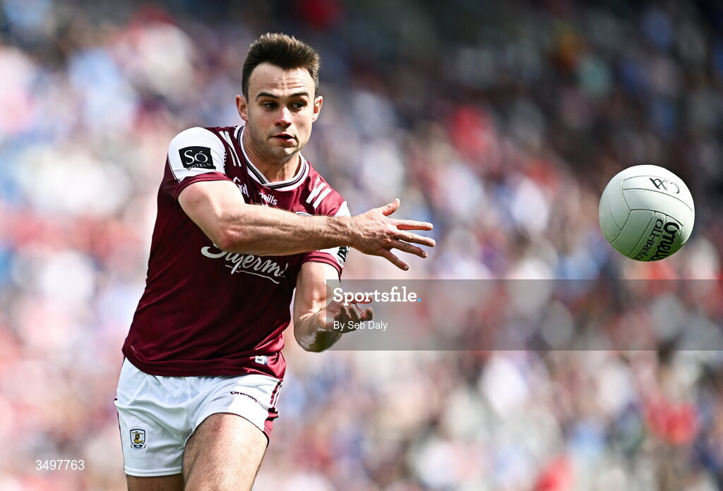 28 June 2026; Cillian McDaid of Galway during the GAA Football All-Ireland Senior Championship quarter-final match between Dublin and Galway at Croke Park in Dublin. Photo by Seb Daly/Sportsfile