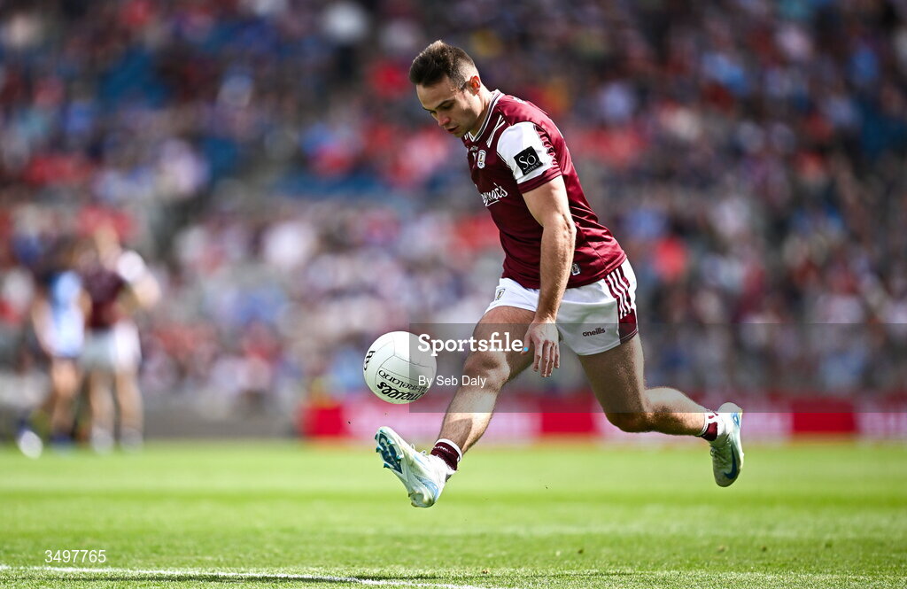 28 June 2026; Cillian McDaid of Galway during the GAA Football All-Ireland Senior Championship quarter-final match between Dublin and Galway at Croke Park in Dublin. Photo by Seb Daly/Sportsfile